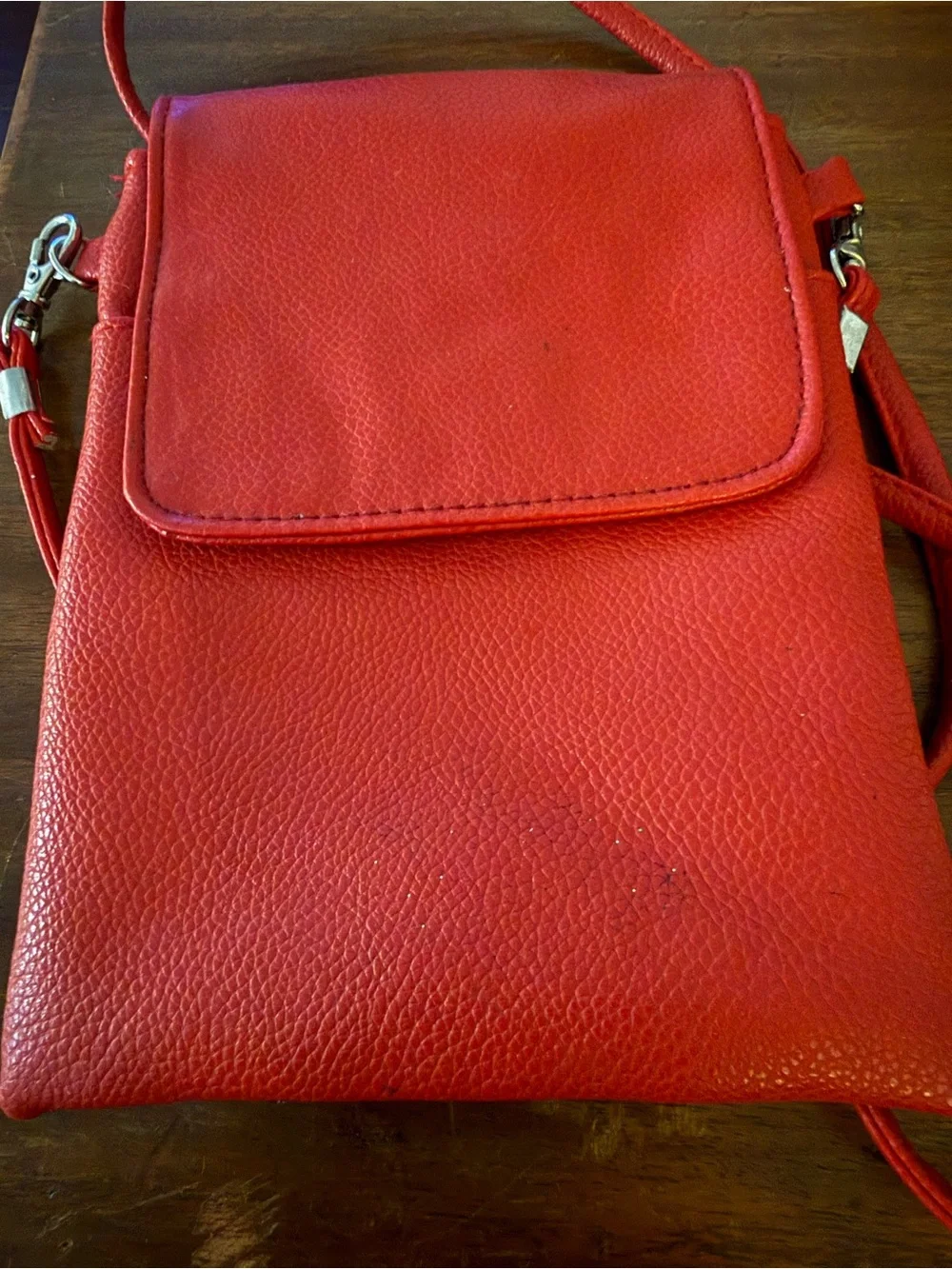 Red Leather Crossbody Bag (probably not real leather) and small wallet